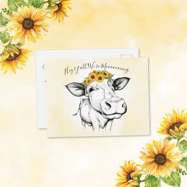 Carte Postale Faire-part de déplacement du tournesol de vache à  (Créateur téléchargé)