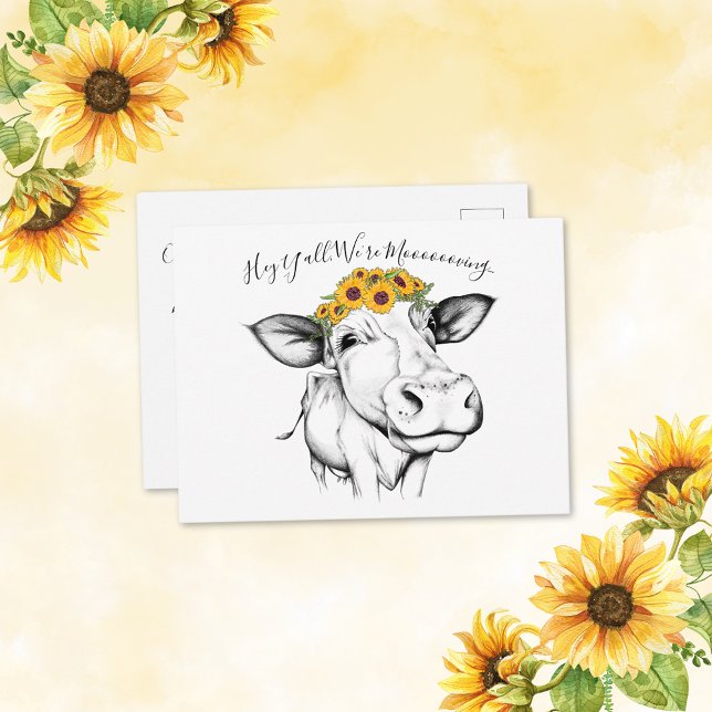 Carte Postale Faire-part de déplacement du tournesol de vache à  (Créateur téléchargé)