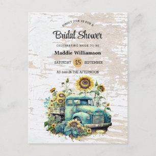 Carte Postale Faire-part de Fiançailles Floral Rustique en Bois 