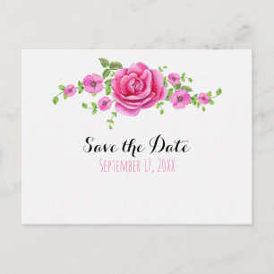 Carte Postale Faire part de fiançailles Pink Floral Shabby Chic 