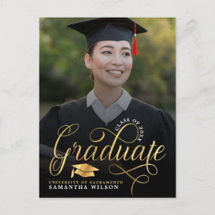 Carte Postale Faire-part de graduation de la photo de Script Gol