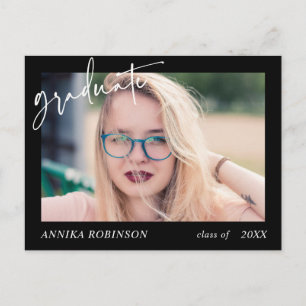 Carte Postale Faire-part de graduation de script moderne sur noi