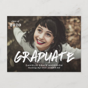 Carte Postale Faire-part de graduation du script de brosse et in