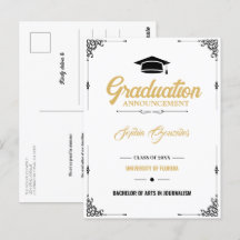 Faire-part de graduation en blanc de script classi