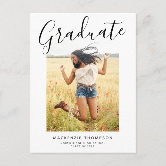Carte Postale Faire-part de graduation en calligraphie moderne (Devant)