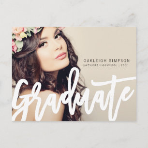 Carte Postale Faire-part de graduation simple du script de gradu