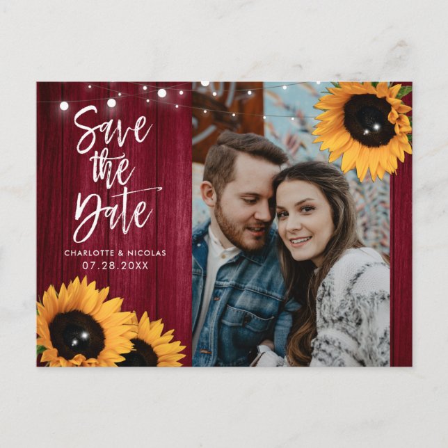 Carte Postale Faire part de mariage au tournesol de Bourgogne av (Devant)