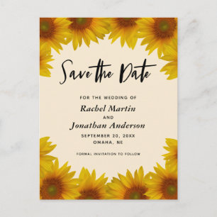 Carte Postale Faire part de mariage aux tournesols rustiques