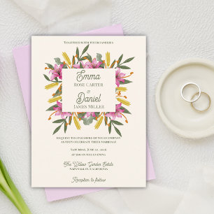 Carte Postale Faire-part de mariage botanique au lys rose pâle