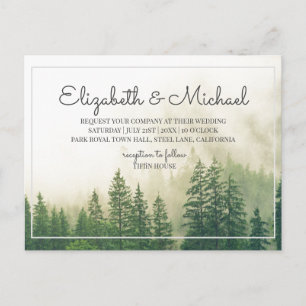 Carte Postale Faire-part de mariage de pin forestier à budget Pi