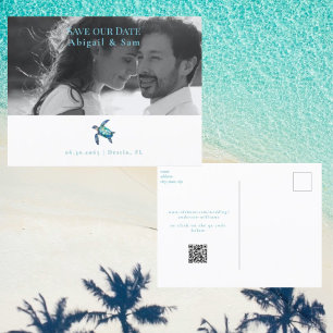 Carte Postale Faire-part de mariage de plage tortue de mer Photo