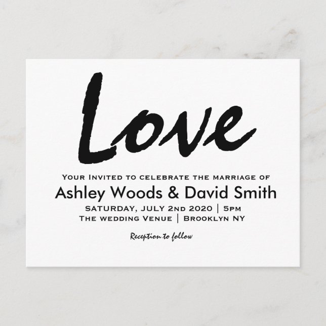 Carte postale Faire-part de mariage de script mode (Devant)