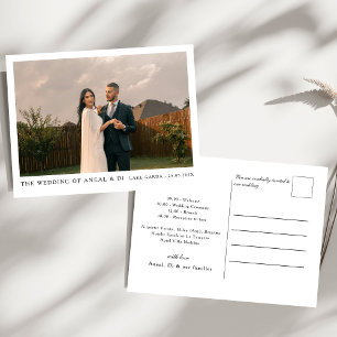 Carte Postale Faire-part de mariage de texte et de photo simple 
