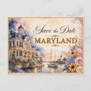 Carte Postale Faire-part de mariage élégant Maryland pour annonc