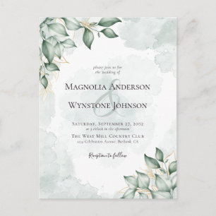Carte Postale FAIRE-PART DE MARIAGE Eucalyptus écocouleur BUDGET