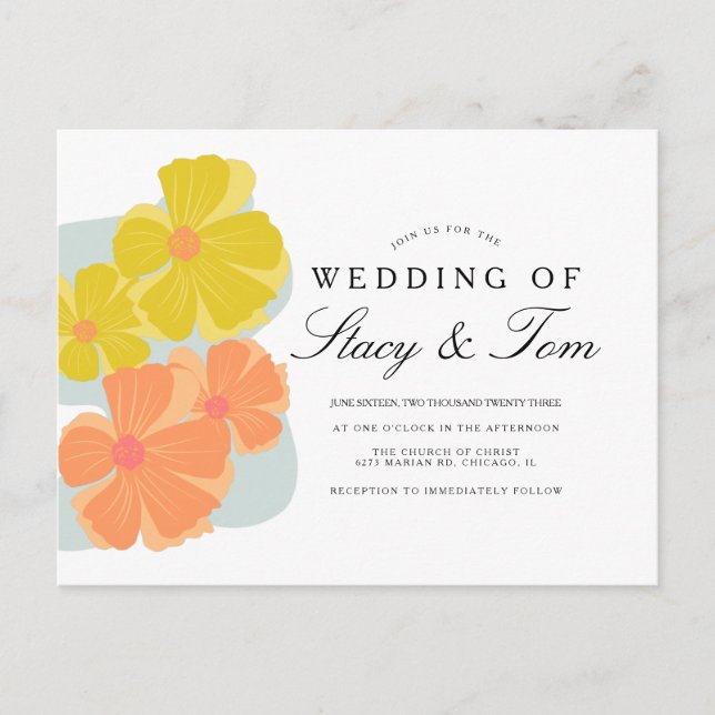 Carte Postale Faire-part de mariage Fleur Printemps Cosmos main (Devant)