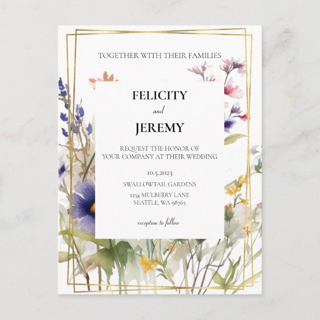 Carte Postale Faire-part de mariage fleur sauvage (Devant)