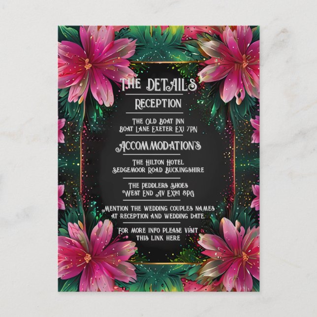 Carte Postale Faire-part de mariage floral dynamique (Devant)