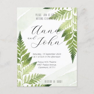 Carte Postale Faire-part de mariage minimaliste de foune verte