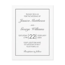 Faire-part de mariage minimaliste moderne en noir