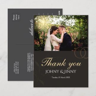 Carte Postale Faire-part de mariage noir personnalisable photo m