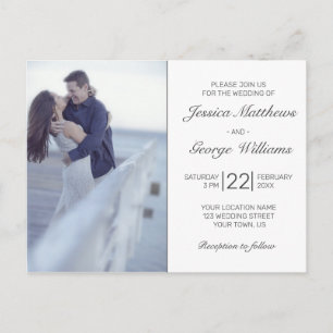 Carte Postale Faire-part de mariage photo blanche minimaliste mo