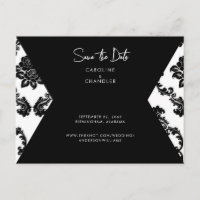 Faire-part de mariage photo en damas N&B