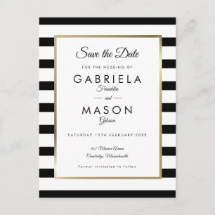 Carte Postale Faire-Part de Mariage Rayure Classique Moderne