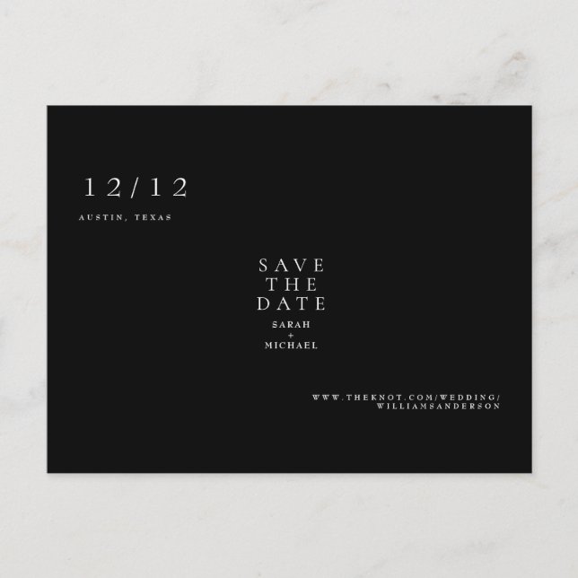 Carte Postale Faire-part de mariage texte simple B/N (Devant)