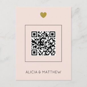 Carte Postale Faire-part de Mariage Tout-en-un avec Code QR Blus