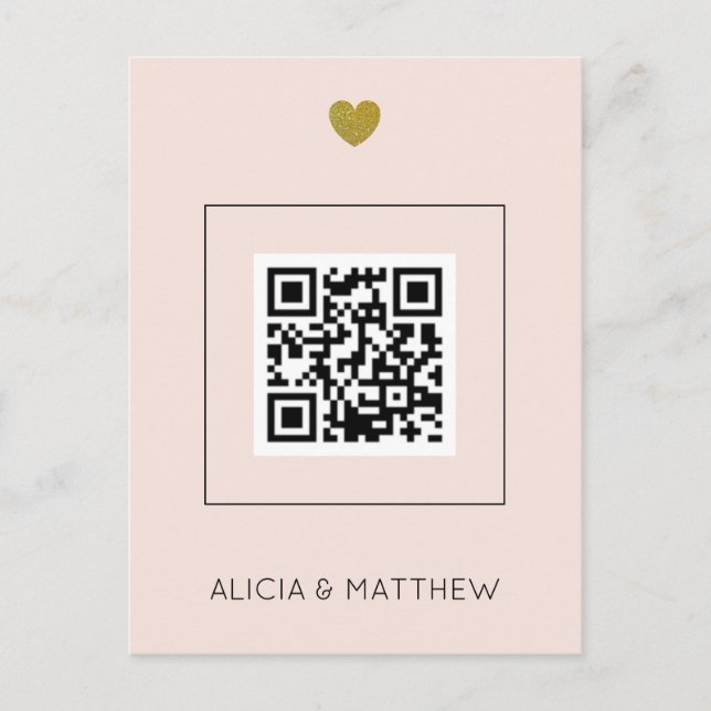 Carte Postale Faire-part de Mariage Tout-en-un avec Code QR Blus (Devant)