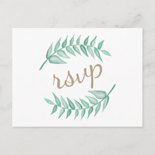 Carte postale Faire-part de mariage verte Laurel W