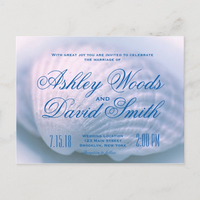 Carte postale Faire-part de mariage White Seashell (Devant)