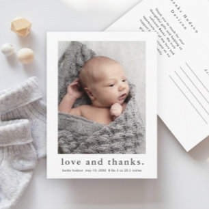 Carte Postale Faire-part de naissance avec photo bébé Love and T