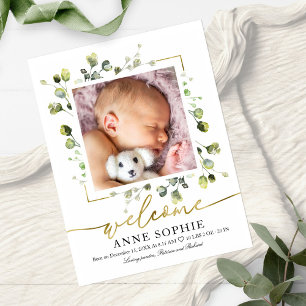 Carte Postale Faire-part de naissance avec photo de verdure & Re