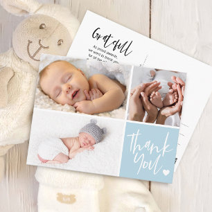 Carte Postale Faire-part de naissance avec Remerciements manuscr