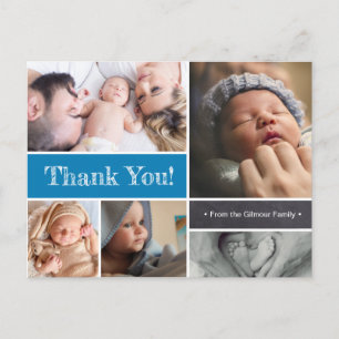 Carte Postale Faire-part de naissance Bébé personnalisé bleu Mer
