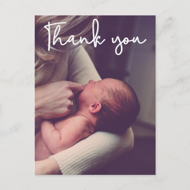 Carte Postale Faire-part de naissance bébé vertical et Merci (Devant)