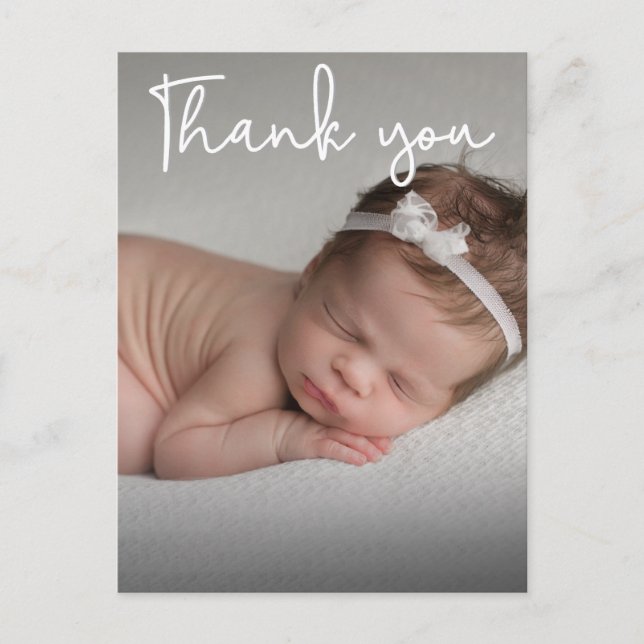 Carte Postale Faire-part de naissance bébé vertical et Merci (Devant)