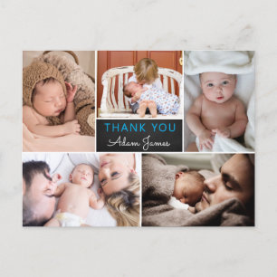 Carte Postale Faire-part de naissance de garçon Remerciement Col