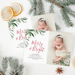 Carte Postale faire-part de naissance de vacances de noël
