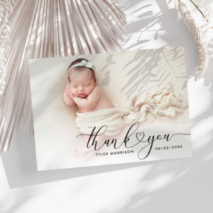 Carte Postale faire-part de naissance de vacances écriture coeur