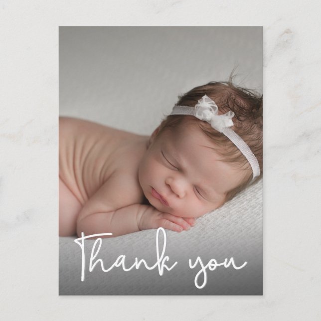 Carte Postale Faire-part de naissance et Merci bébé vertical (Devant)