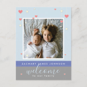 Carte Postale Faire-part de naissance étoile photo Cœur Moderne