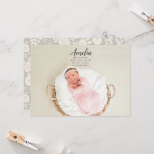 Carte postale Faire-part de naissance fille bébé