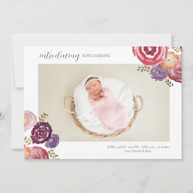 Carte postale Faire-part de naissance Fleur Fille  (Devant)