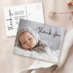 Carte Postale Faire-part de naissance moderne photo bébé écritur