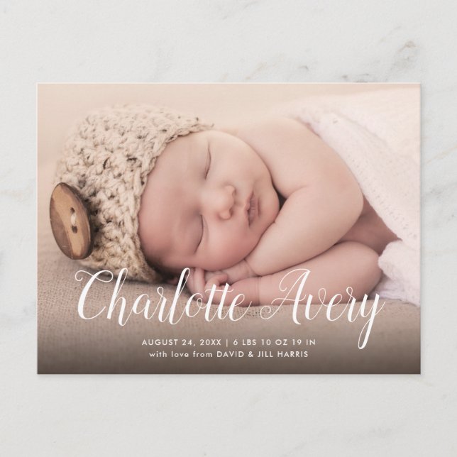 Carte postale Faire-part de naissance Nom de la ca (Devant)