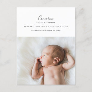 Carte Postale Faire-part de naissance photo à script élégant min
