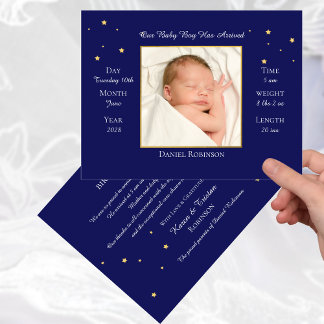 Carte postale Faire-part de naissance photo bleu b
